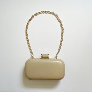 Halston Heritage Gold Leather Wristlet Clutch
